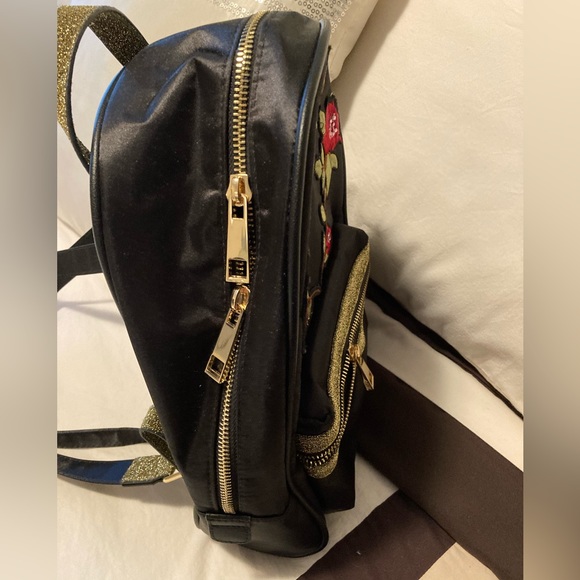 Black satin and embroidered small backpack (purse) - Picture 8 of 8